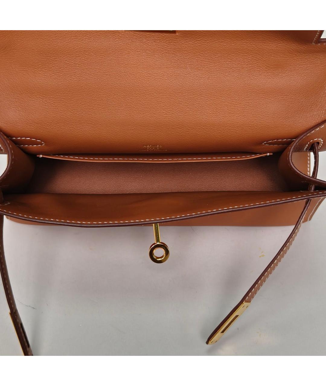 HERMES Коричневая кожаная сумка через плечо, фото 8