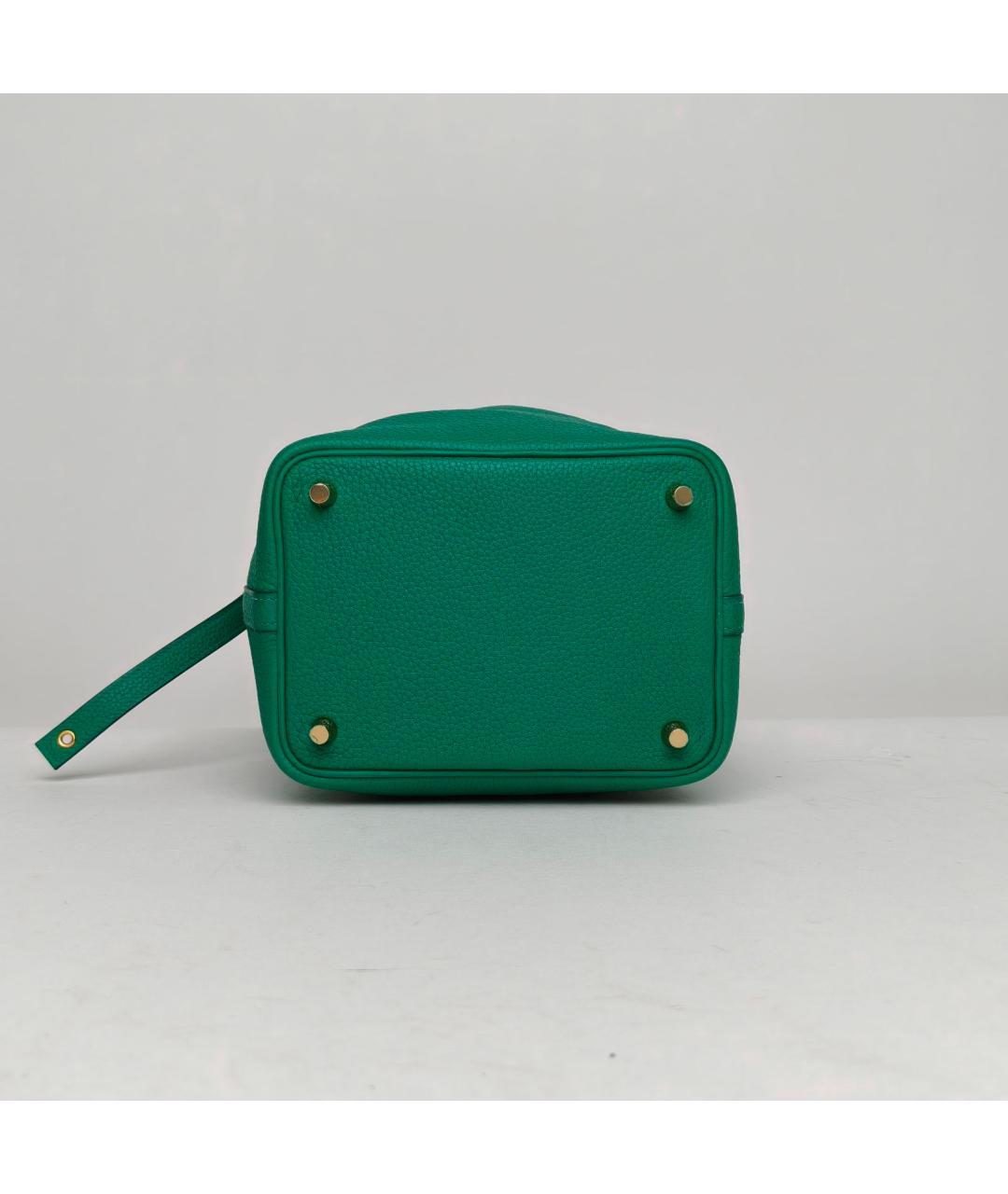 HERMES Зеленая кожаная сумка с короткими ручками, фото 6