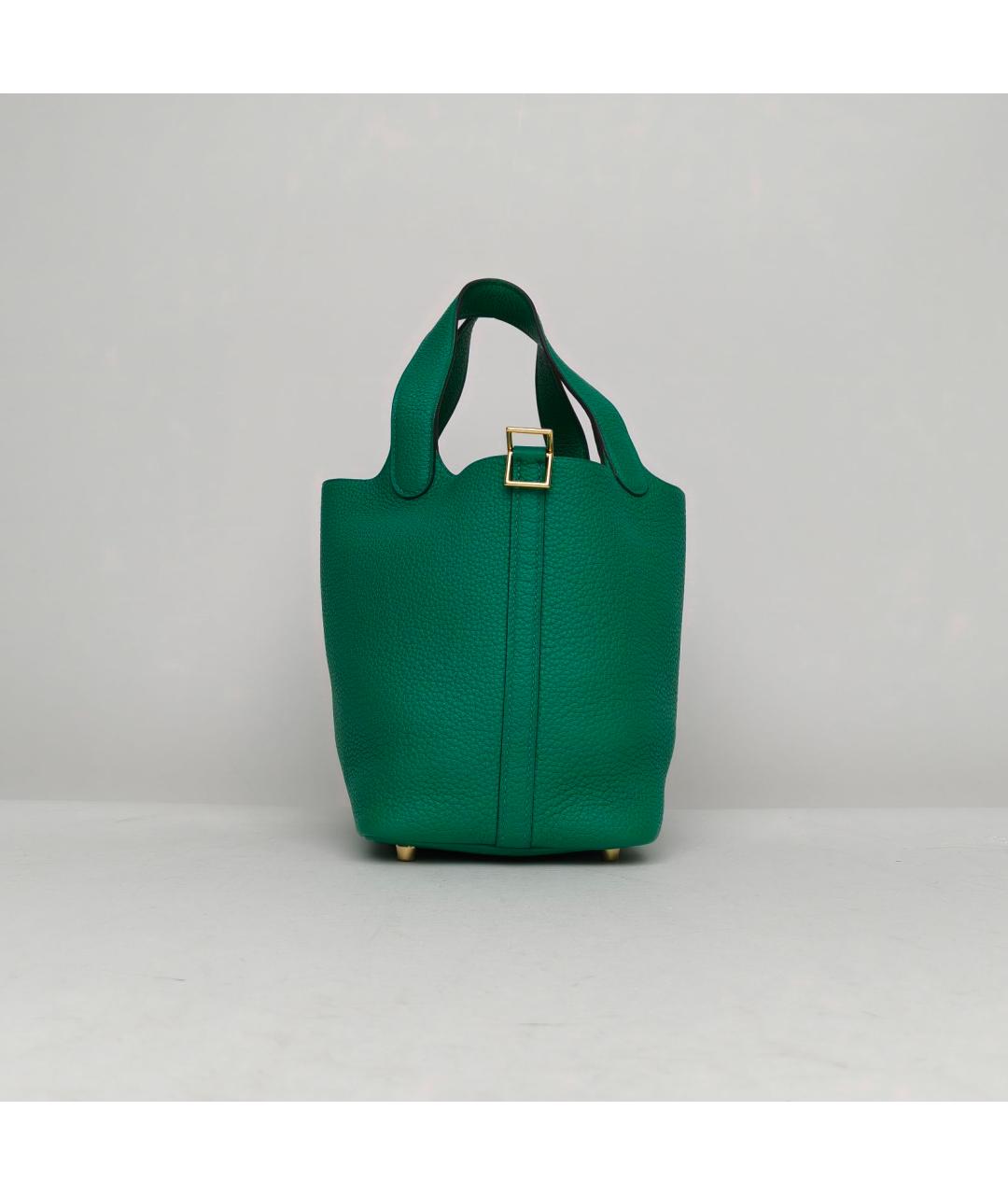 HERMES Зеленая кожаная сумка с короткими ручками, фото 3