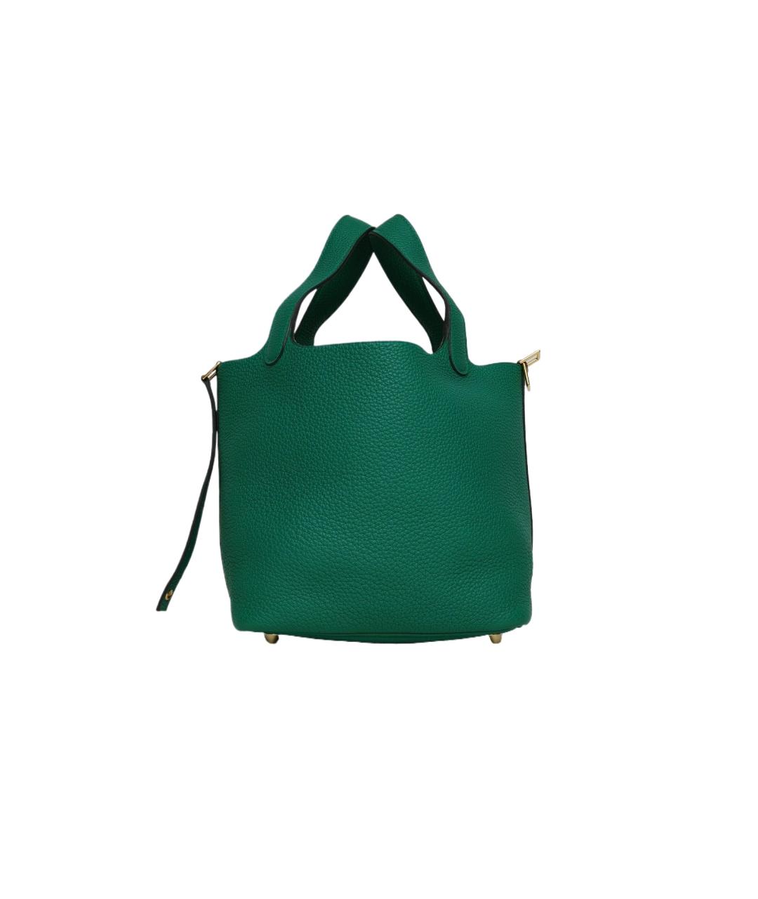 HERMES Зеленая кожаная сумка с короткими ручками, фото 1