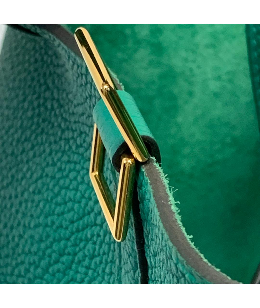 HERMES Зеленая кожаная сумка с короткими ручками, фото 9
