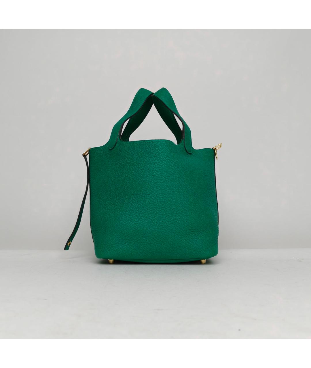HERMES Зеленая кожаная сумка с короткими ручками, фото 2