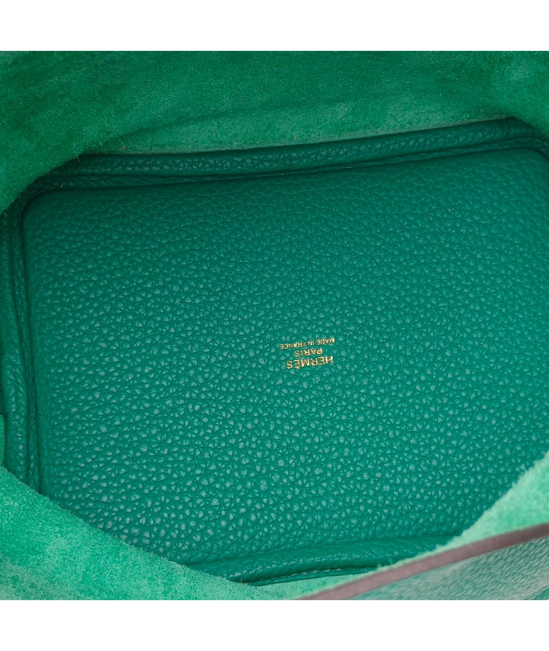 HERMES Зеленая кожаная сумка с короткими ручками, фото 7