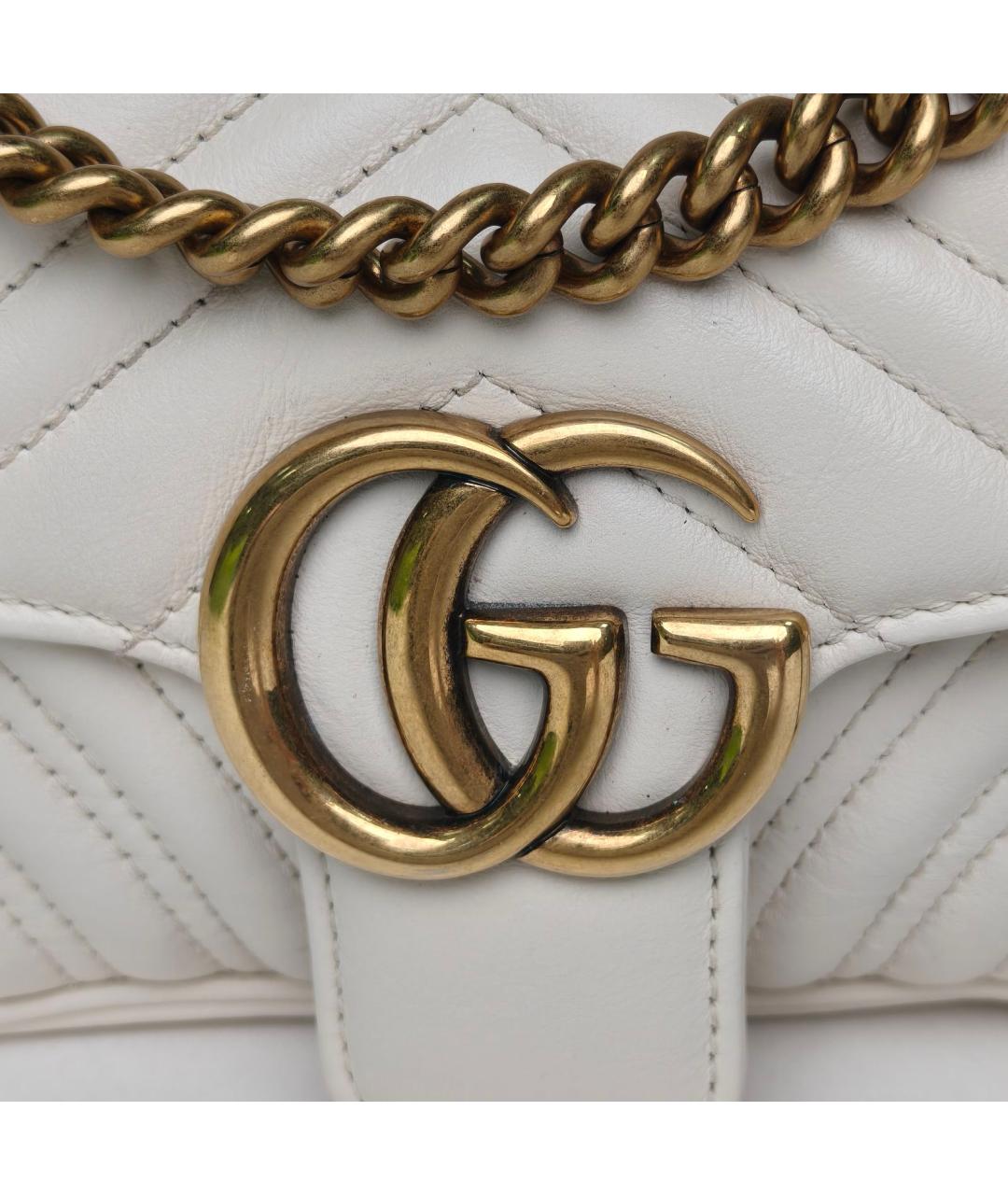 GUCCI Белая кожаная сумка через плечо, фото 7