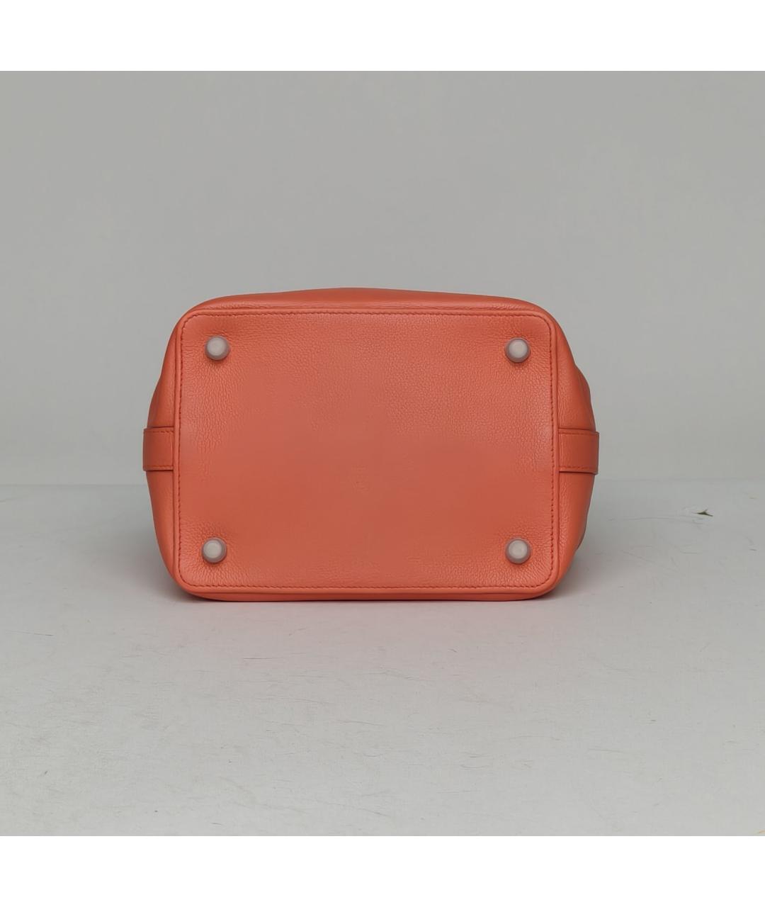 HERMES Коралловая кожаная сумка с короткими ручками, фото 7