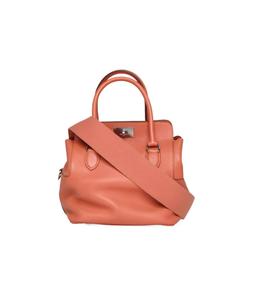 HERMES Коралловая кожаная сумка с короткими ручками, фото 1