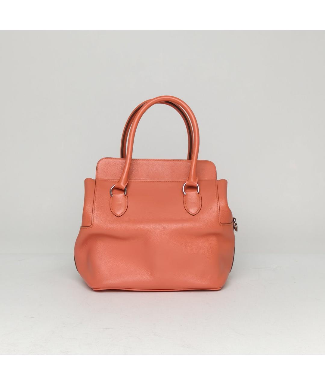 HERMES Коралловая кожаная сумка с короткими ручками, фото 4