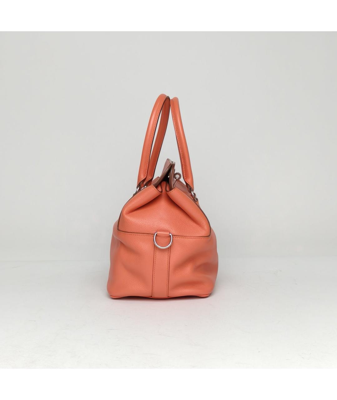 HERMES Коралловая кожаная сумка с короткими ручками, фото 5