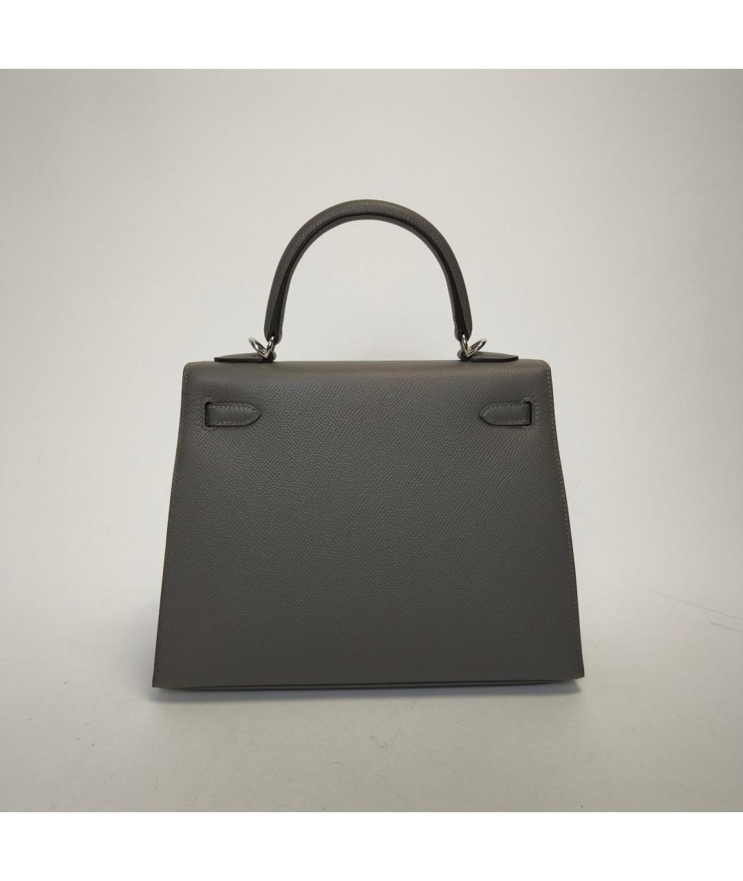 HERMES Серая кожаная сумка через плечо, фото 4