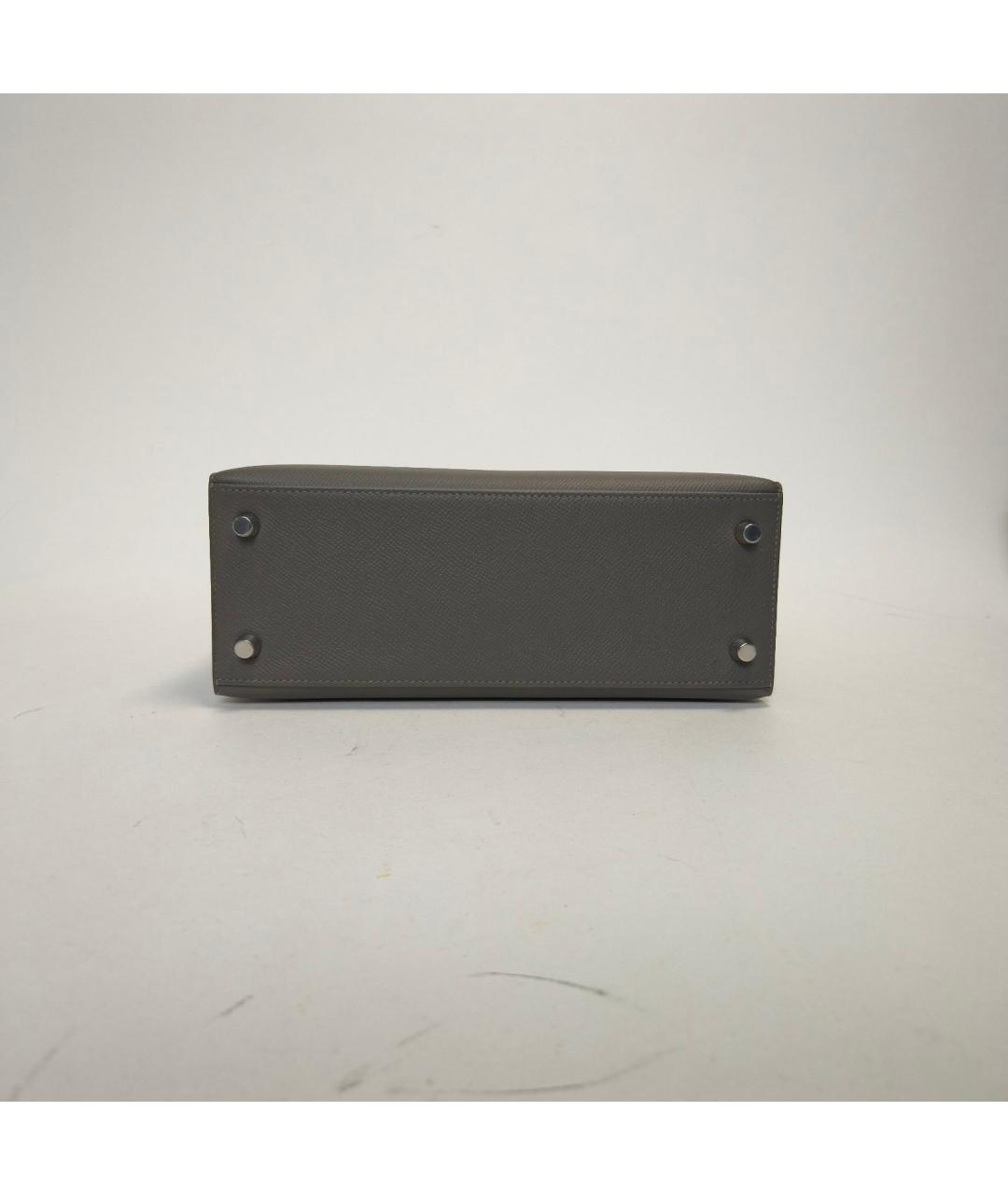 HERMES Серая кожаная сумка через плечо, фото 6