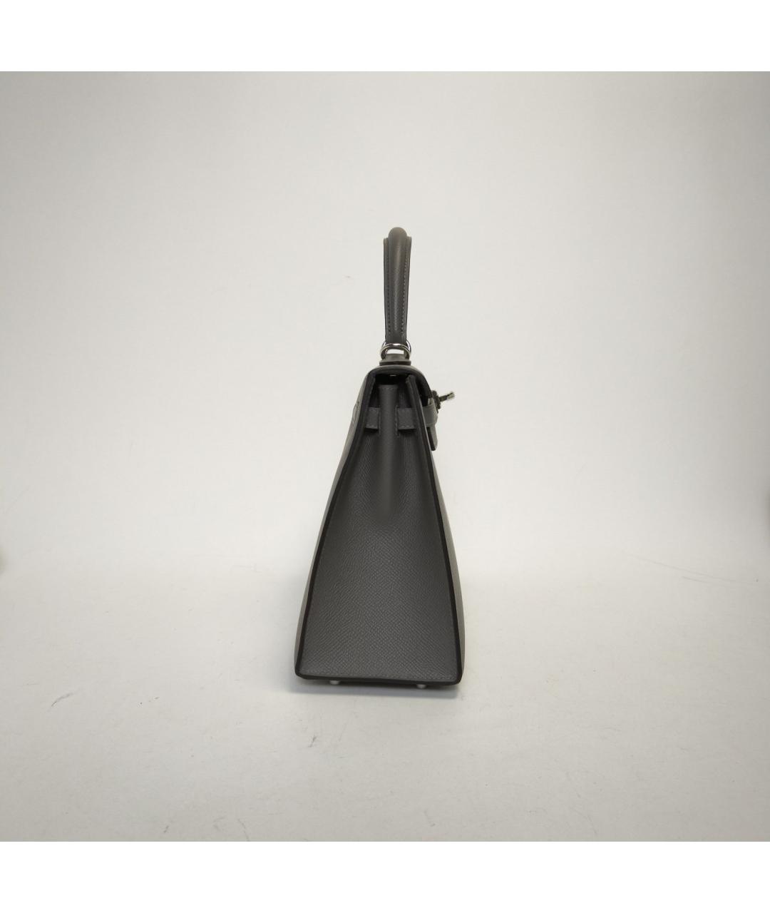 HERMES Серая кожаная сумка через плечо, фото 3