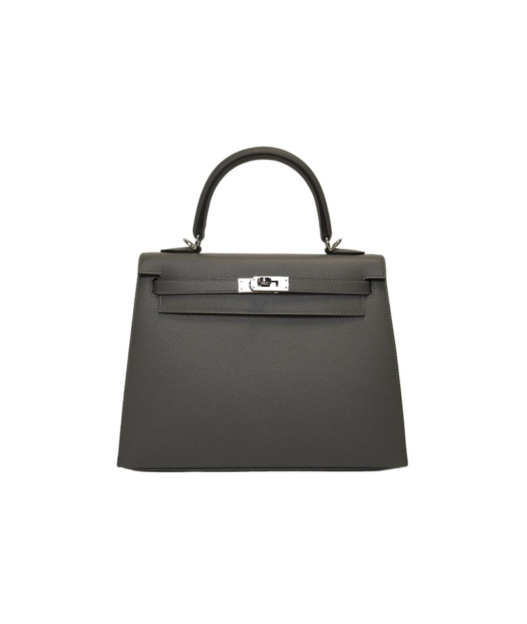 HERMES Серая кожаная сумка через плечо, фото 1