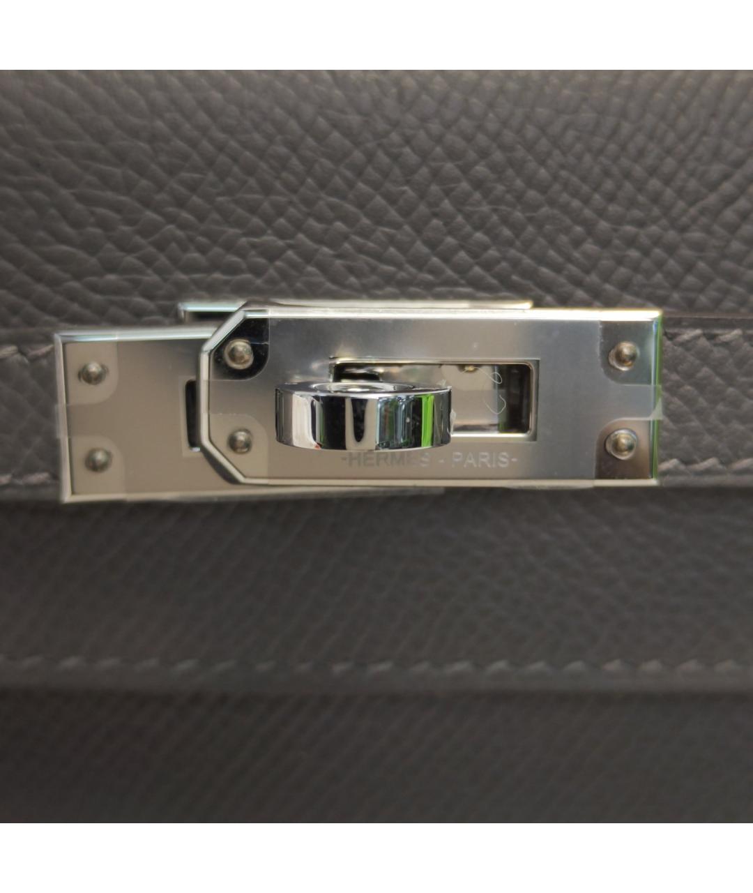 HERMES Серая кожаная сумка через плечо, фото 8