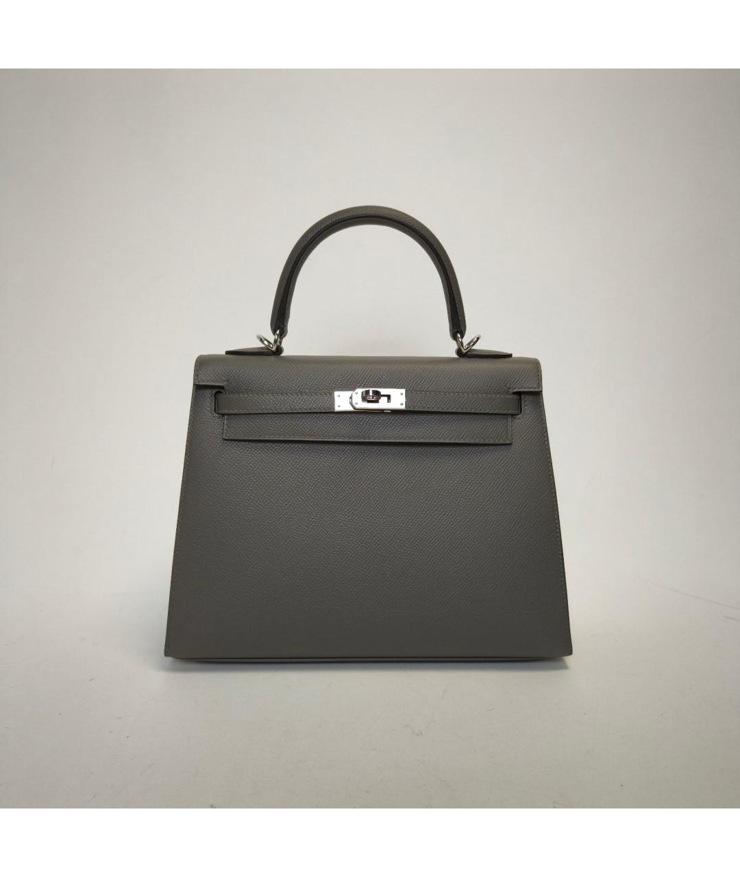HERMES Серая кожаная сумка через плечо, фото 2