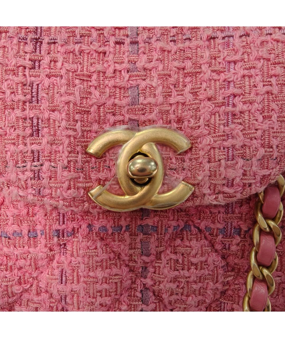 CHANEL Розовая тканевая сумка через плечо, фото 7
