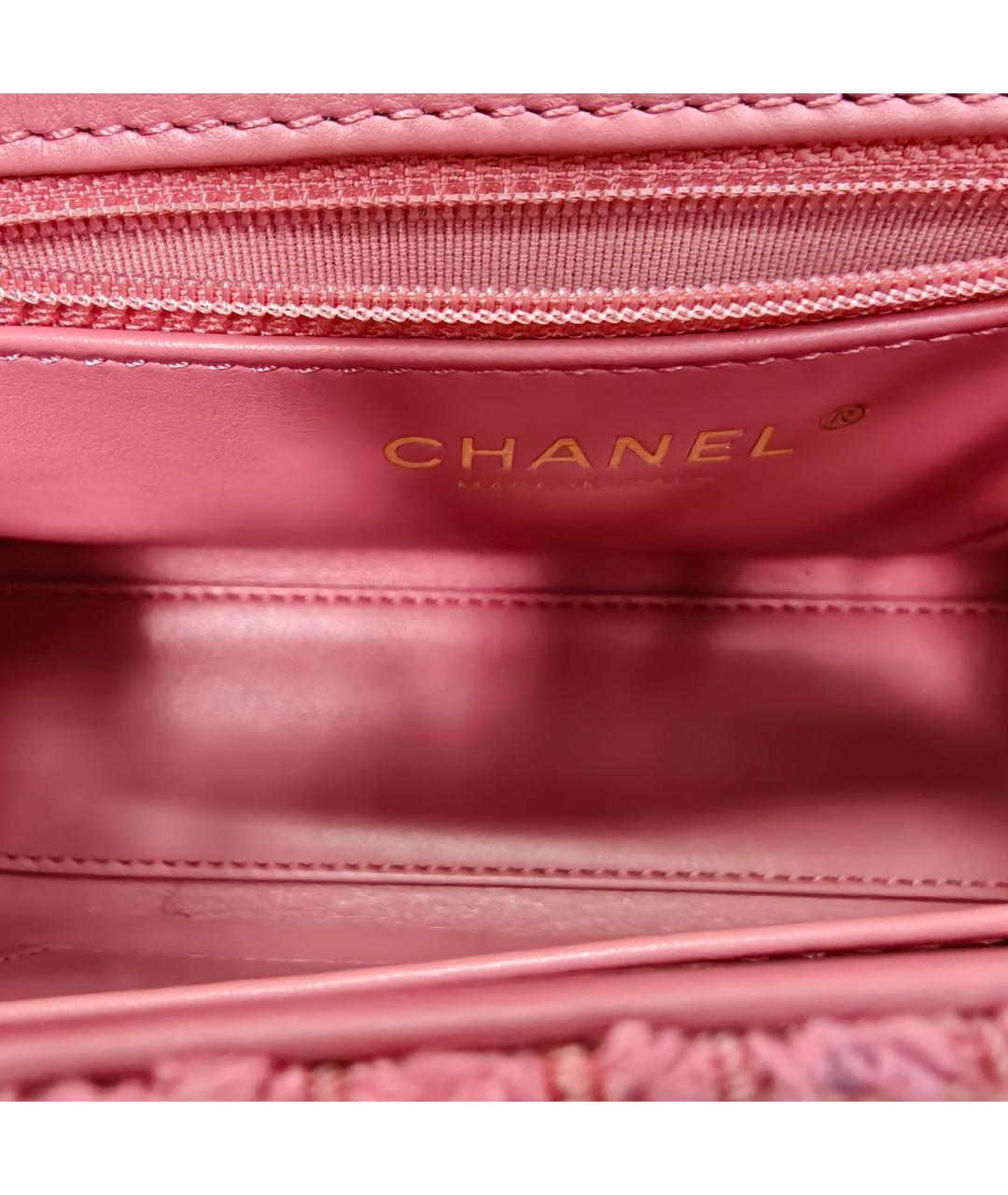 CHANEL Розовая тканевая сумка через плечо, фото 8