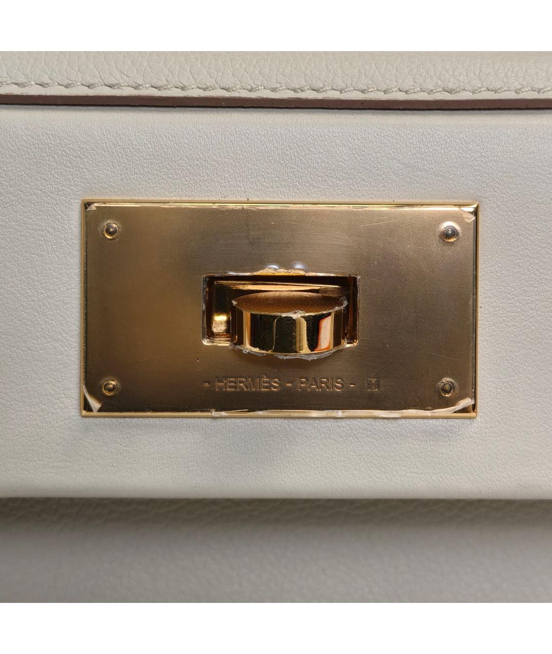 HERMES Бежевая кожаная сумка через плечо, фото 7