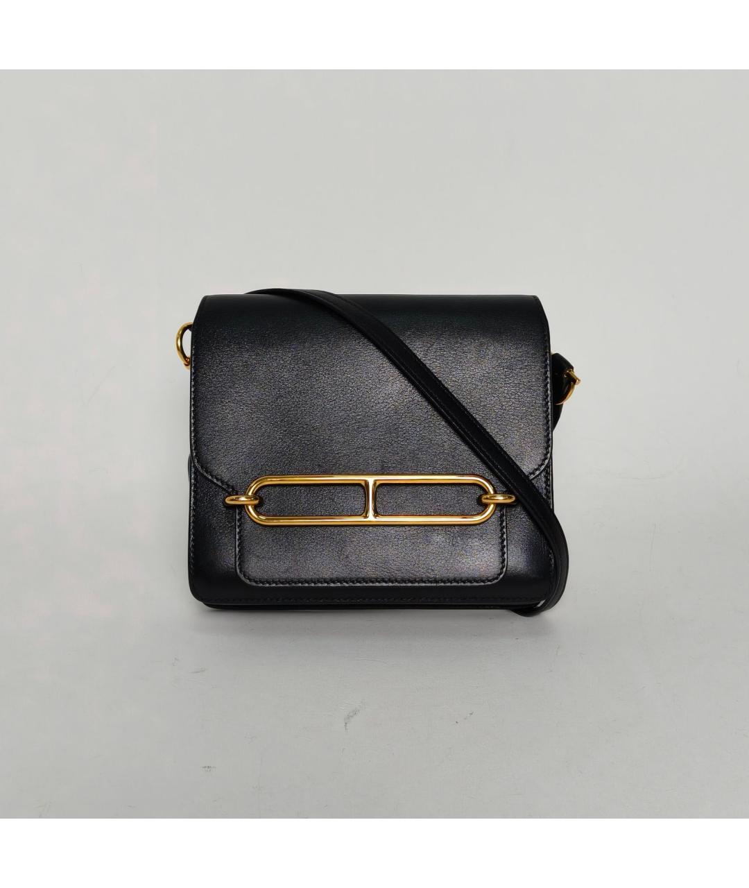 HERMES Черная кожаная сумка через плечо, фото 2