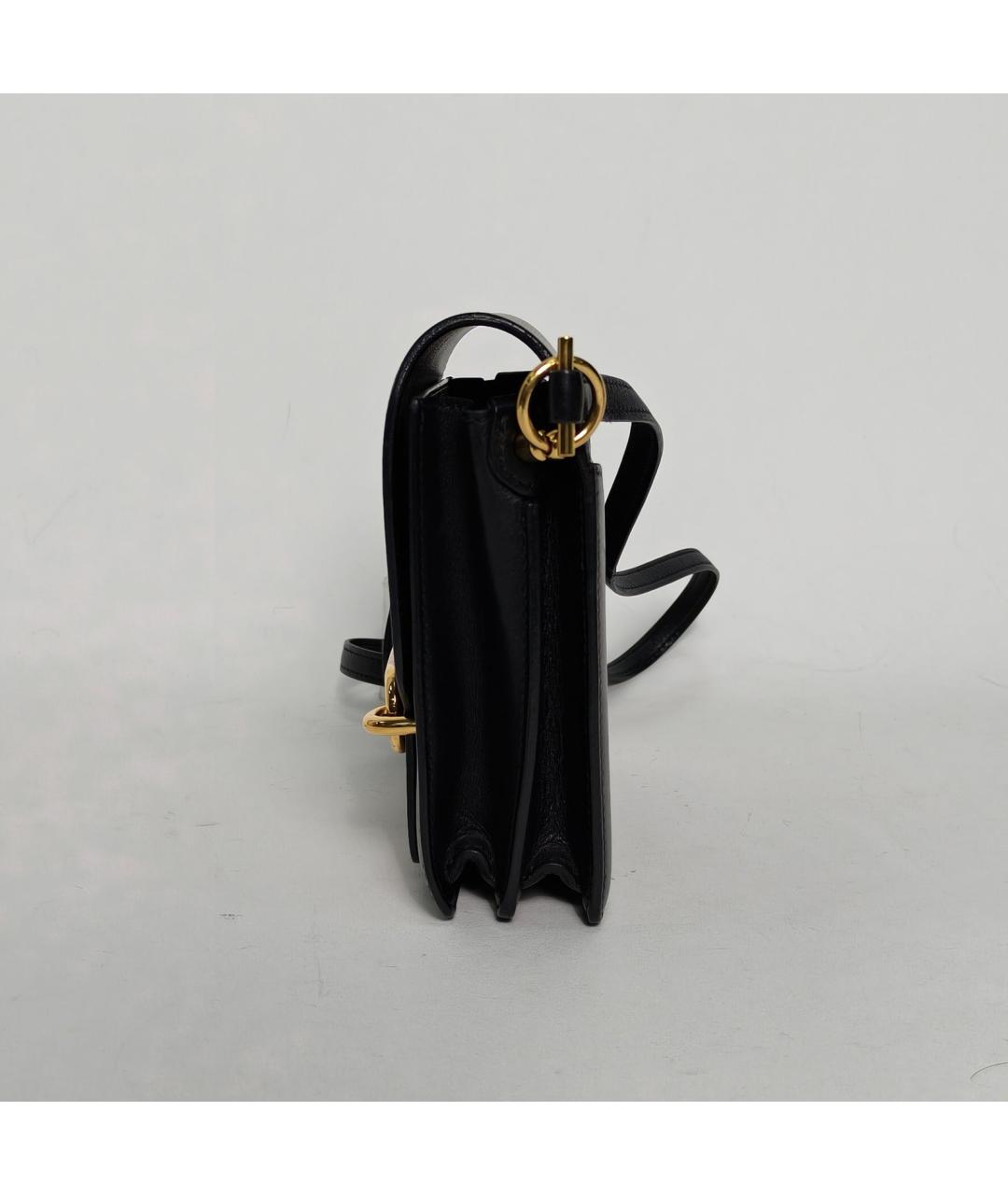 HERMES Черная кожаная сумка через плечо, фото 3
