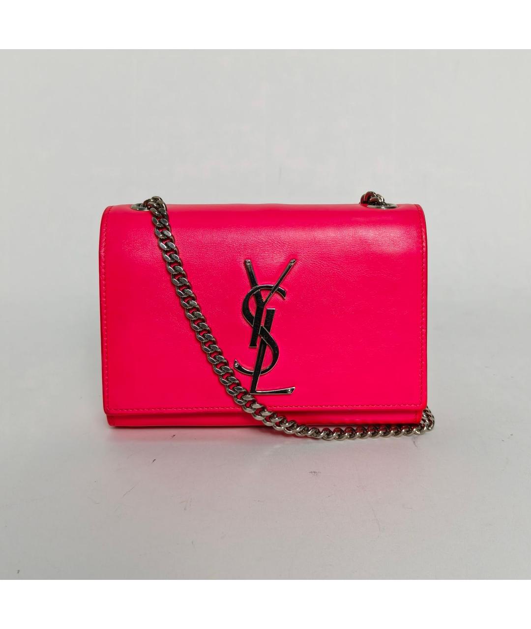 SAINT LAURENT Розовая кожаная сумка через плечо, фото 2