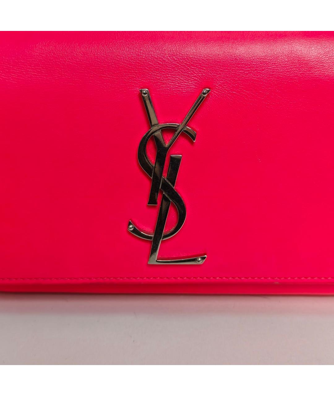 SAINT LAURENT Розовая кожаная сумка через плечо, фото 7