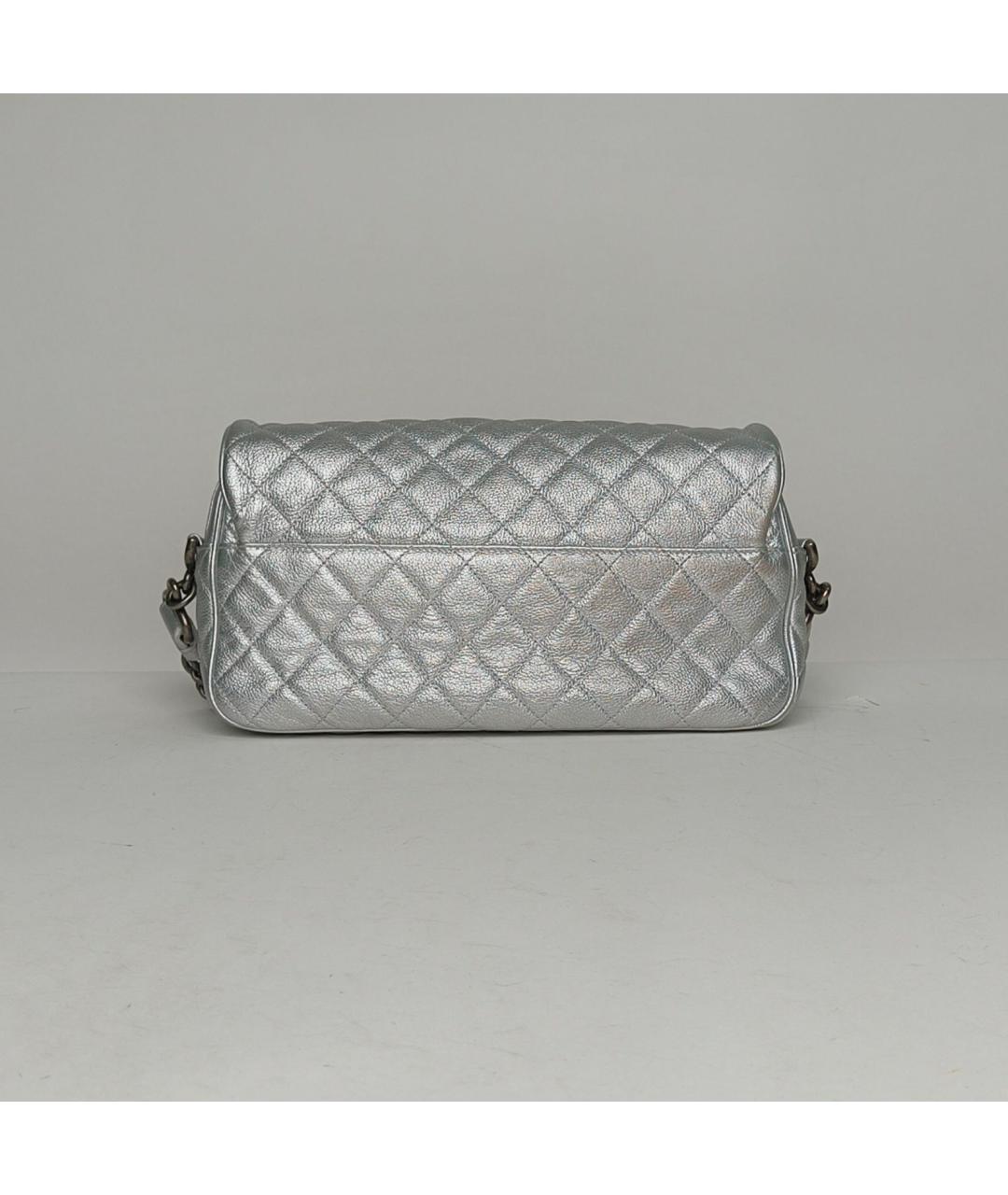 CHANEL Серебряная кожаная сумка через плечо, фото 4