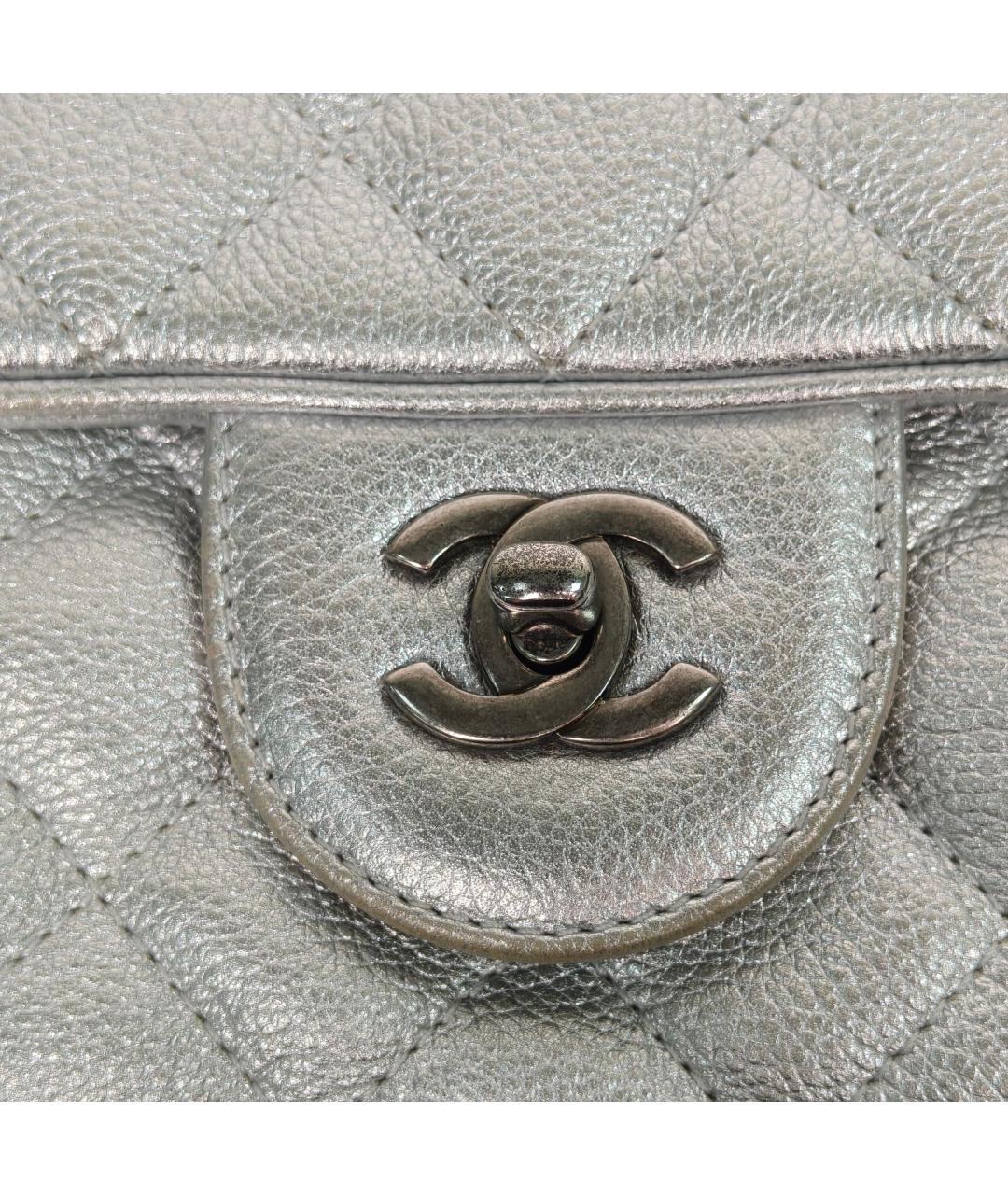 CHANEL Серебряная кожаная сумка через плечо, фото 7