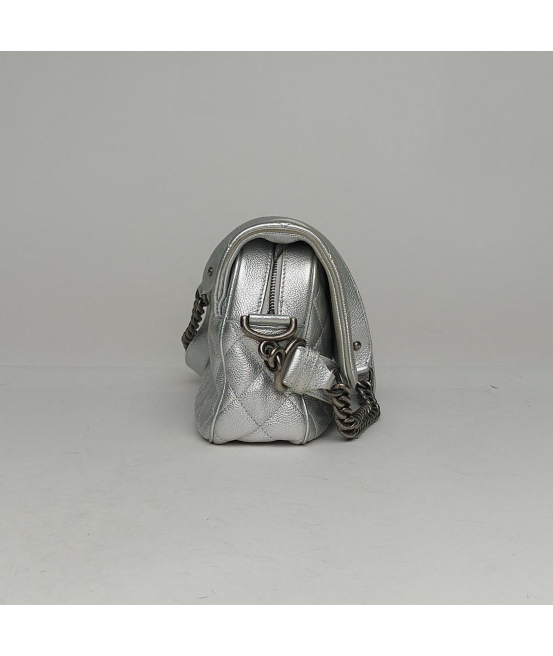 CHANEL Серебряная кожаная сумка через плечо, фото 5