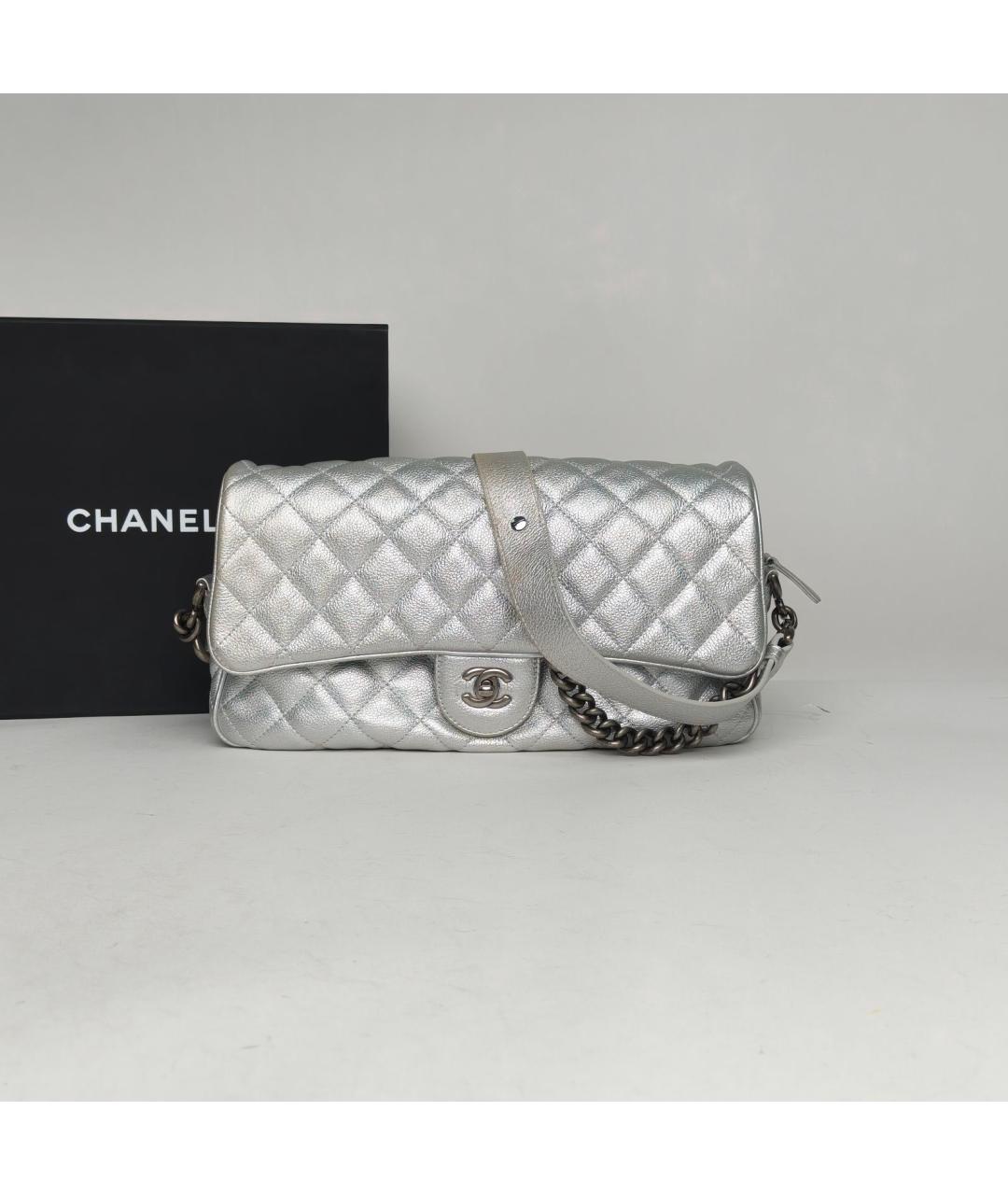 CHANEL Серебряная кожаная сумка через плечо, фото 9