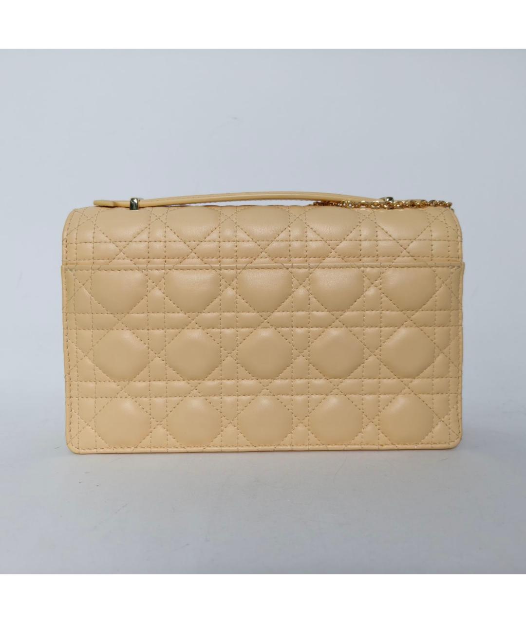 CHRISTIAN DIOR Бежевая кожаная сумка через плечо, фото 4