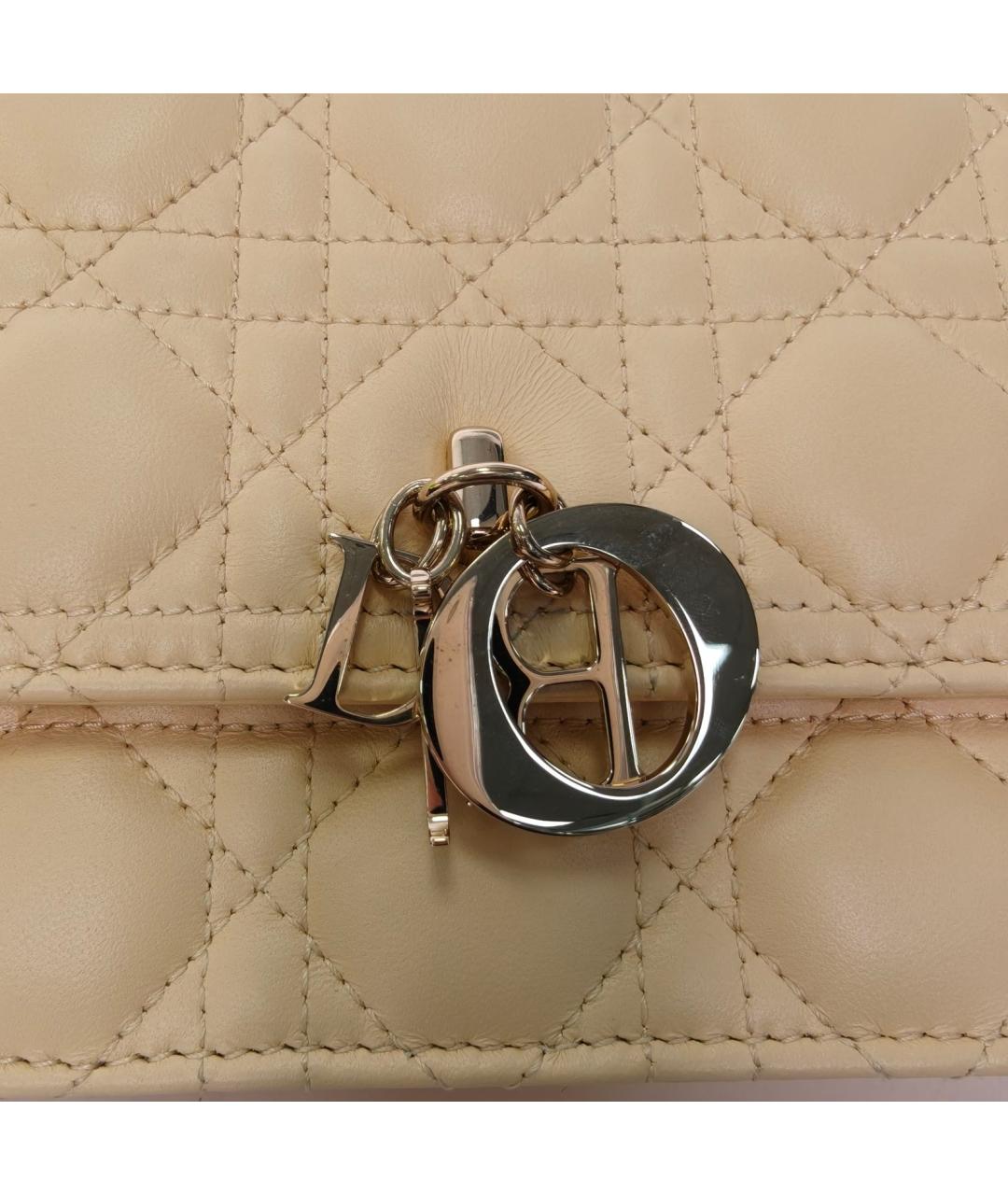 CHRISTIAN DIOR Бежевая кожаная сумка через плечо, фото 7