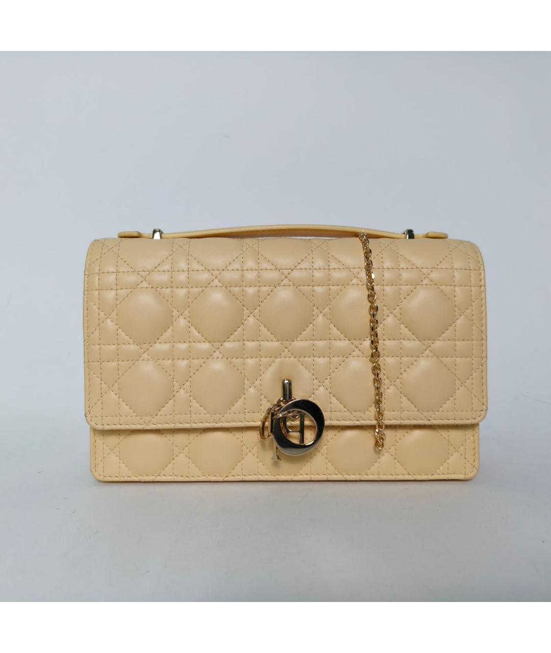 CHRISTIAN DIOR Бежевая кожаная сумка через плечо, фото 2