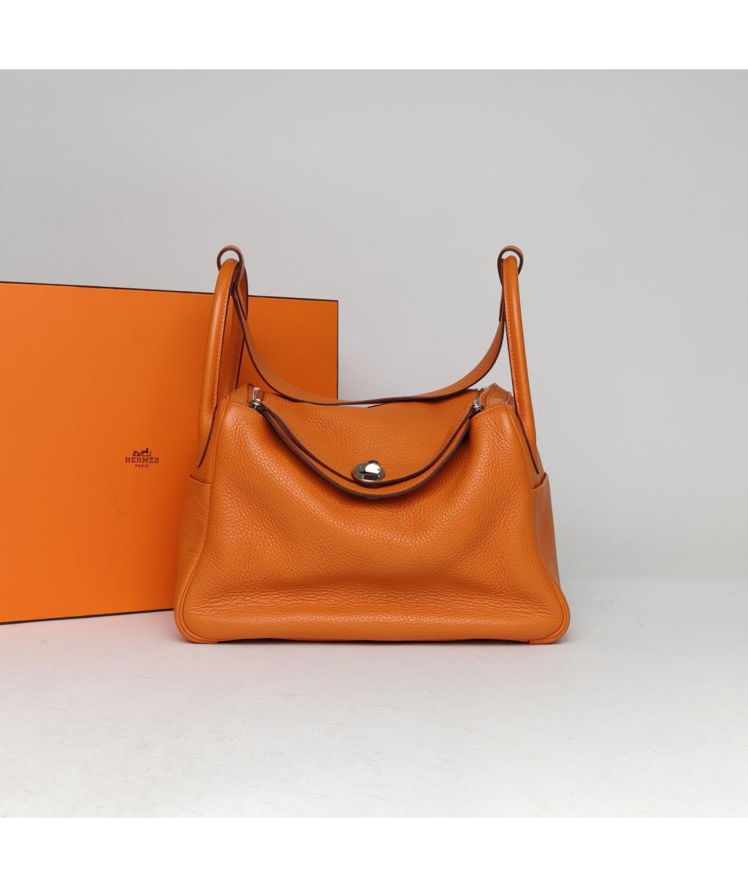 HERMES Оранжевая кожаная сумка через плечо, фото 9