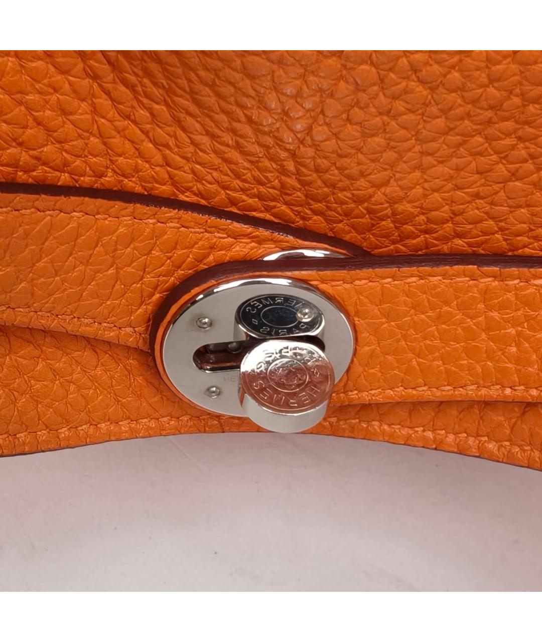 HERMES Оранжевая кожаная сумка через плечо, фото 7