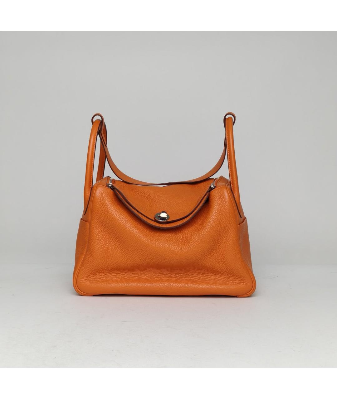 HERMES Оранжевая кожаная сумка через плечо, фото 2