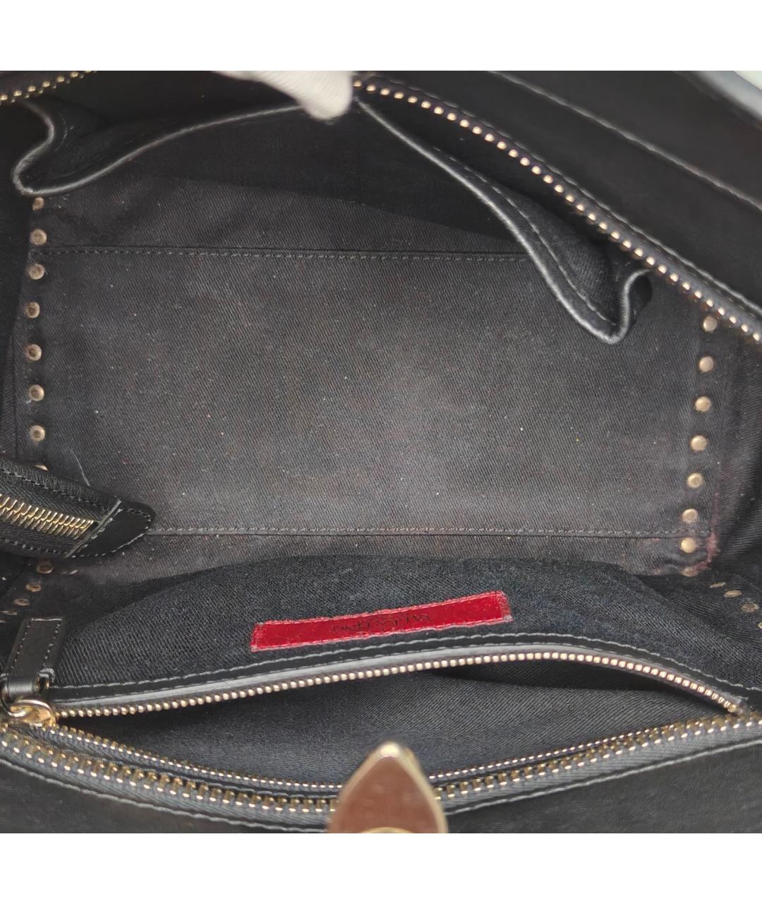 VALENTINO Черная кожаная сумка через плечо, фото 9