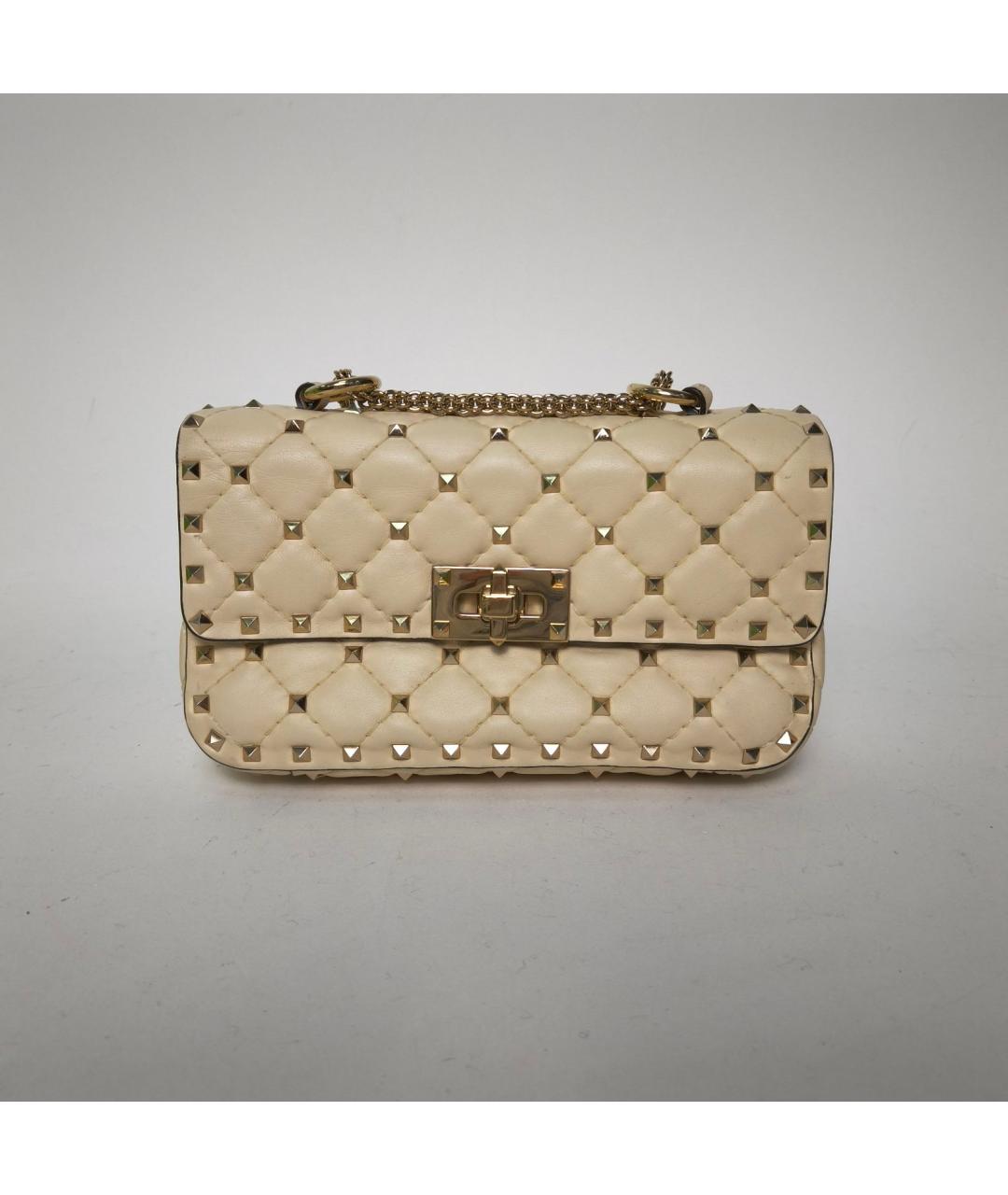 VALENTINO Бежевая кожаная сумка через плечо, фото 9