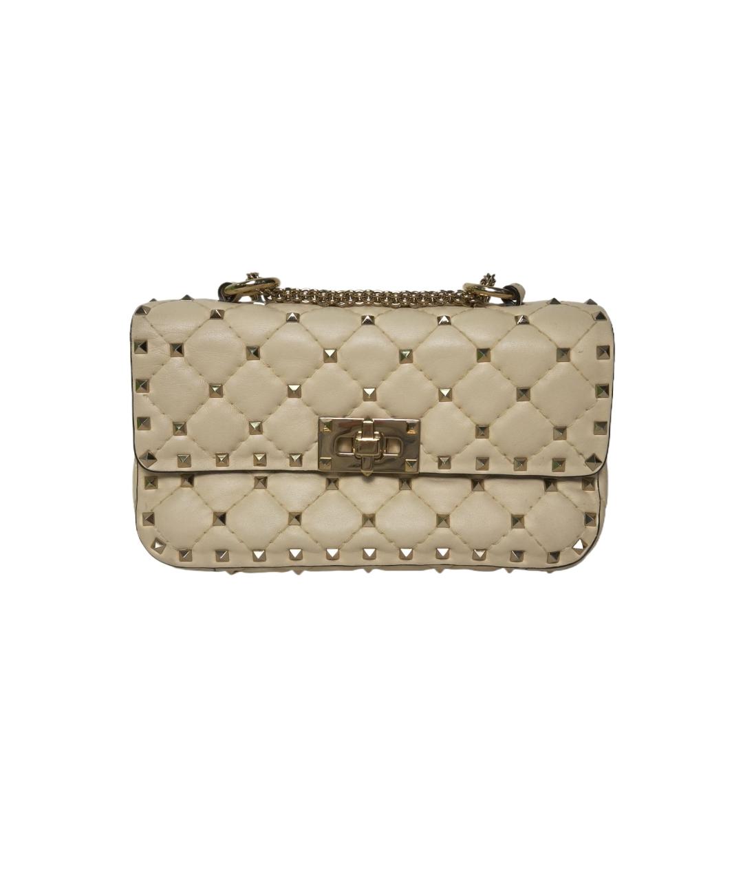 VALENTINO Бежевая кожаная сумка через плечо, фото 1