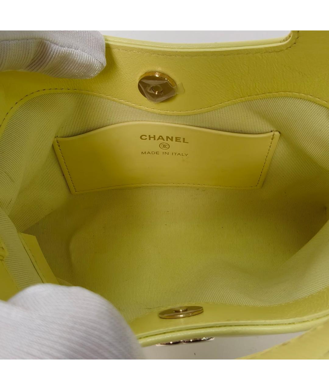 CHANEL Желтая кожаная сумка через плечо, фото 8
