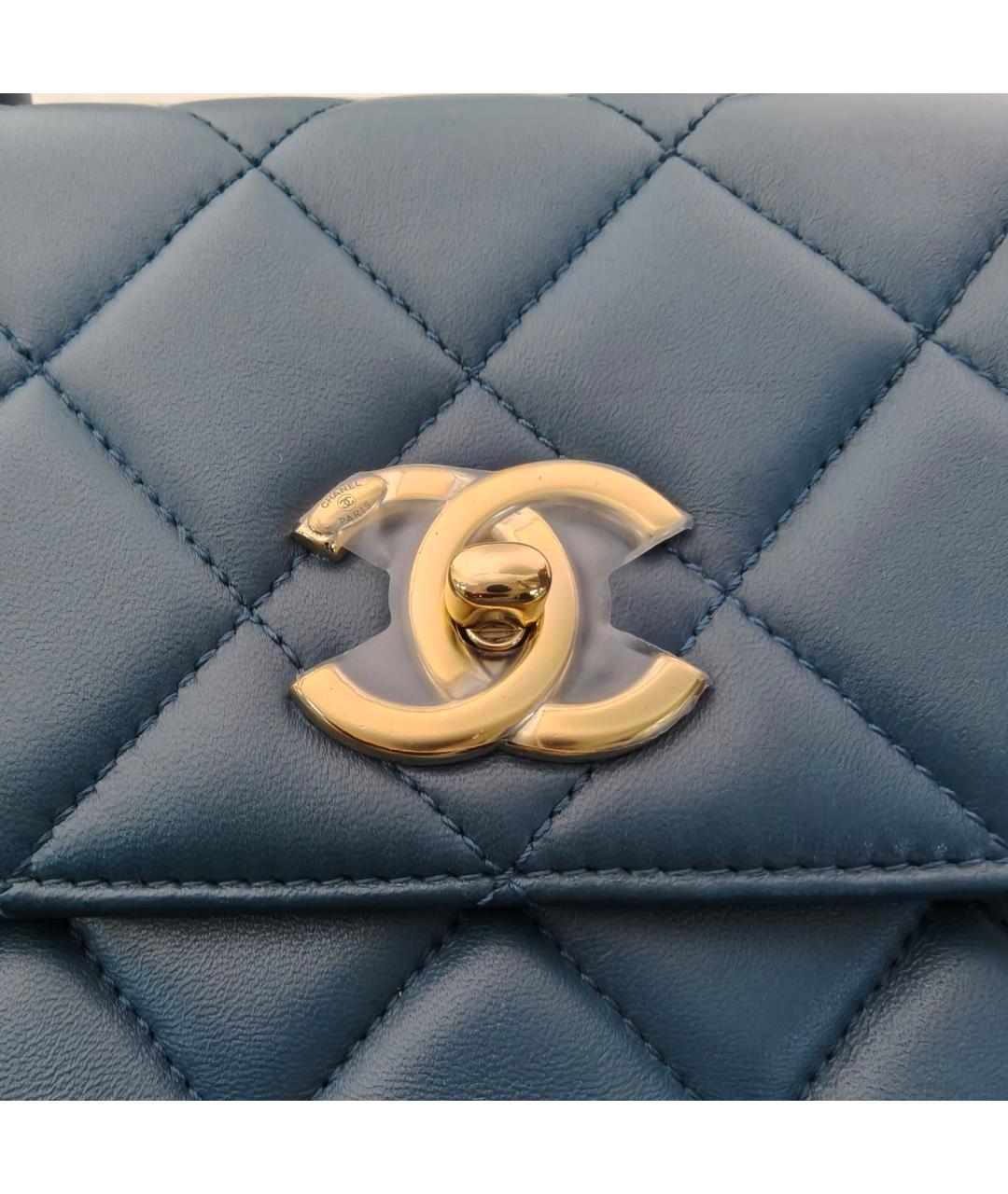 CHANEL Темно-синяя кожаная сумка через плечо, фото 7