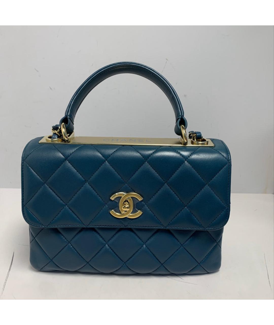 CHANEL Темно-синяя кожаная сумка через плечо, фото 9