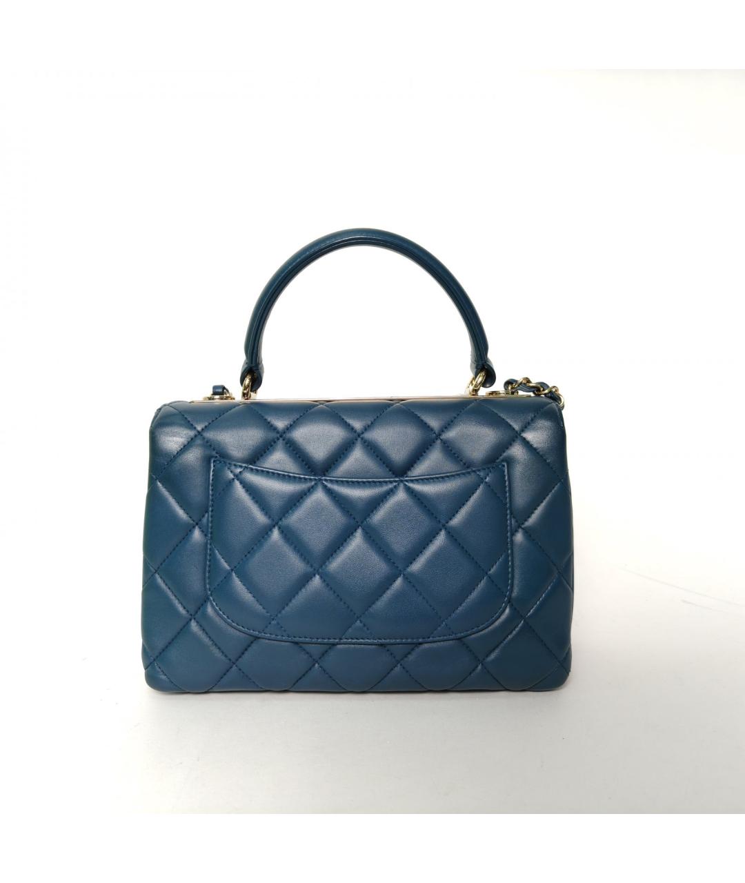 CHANEL Темно-синяя кожаная сумка через плечо, фото 4