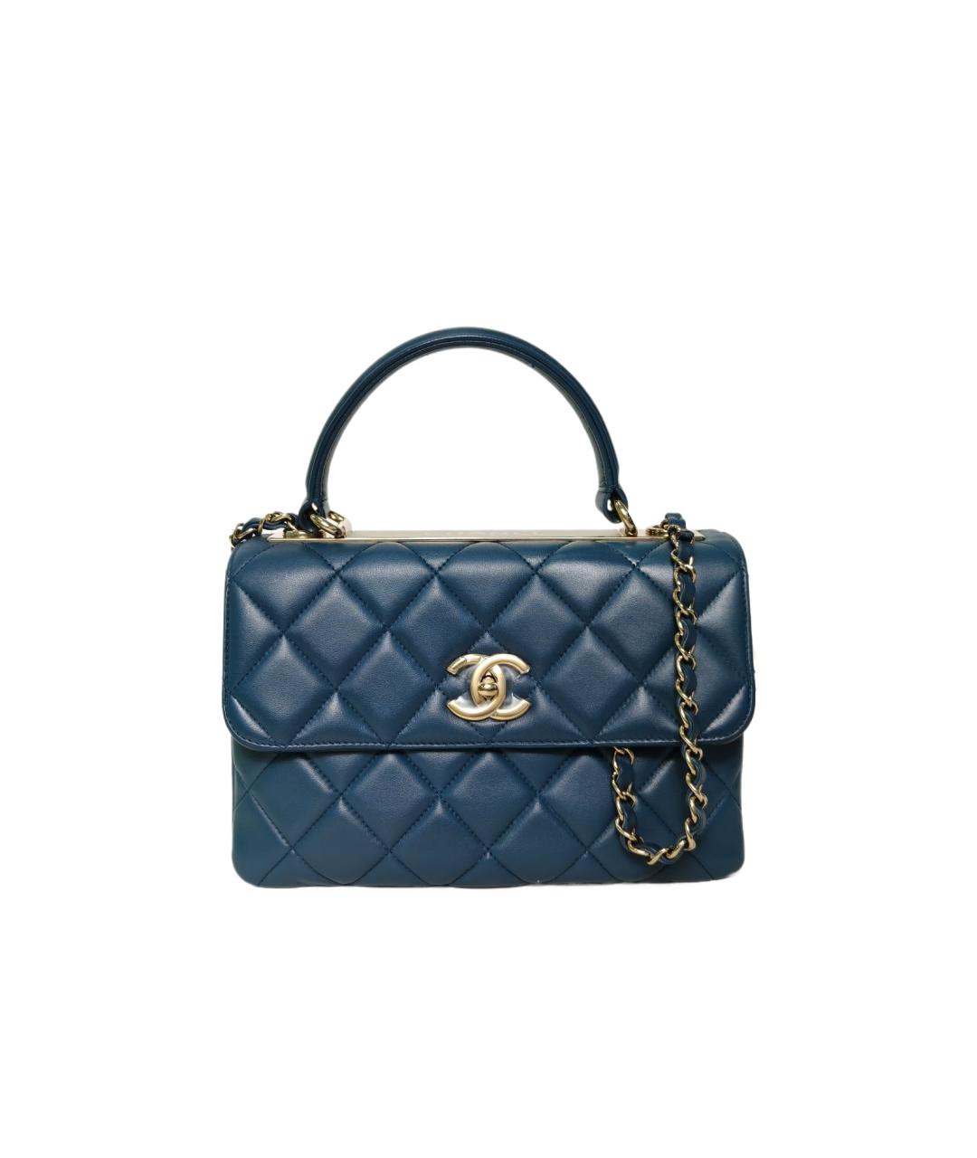 CHANEL Темно-синяя кожаная сумка через плечо, фото 1