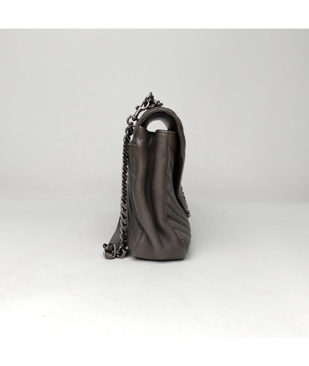 SAINT LAURENT Серая кожаная сумка через плечо, фото 5