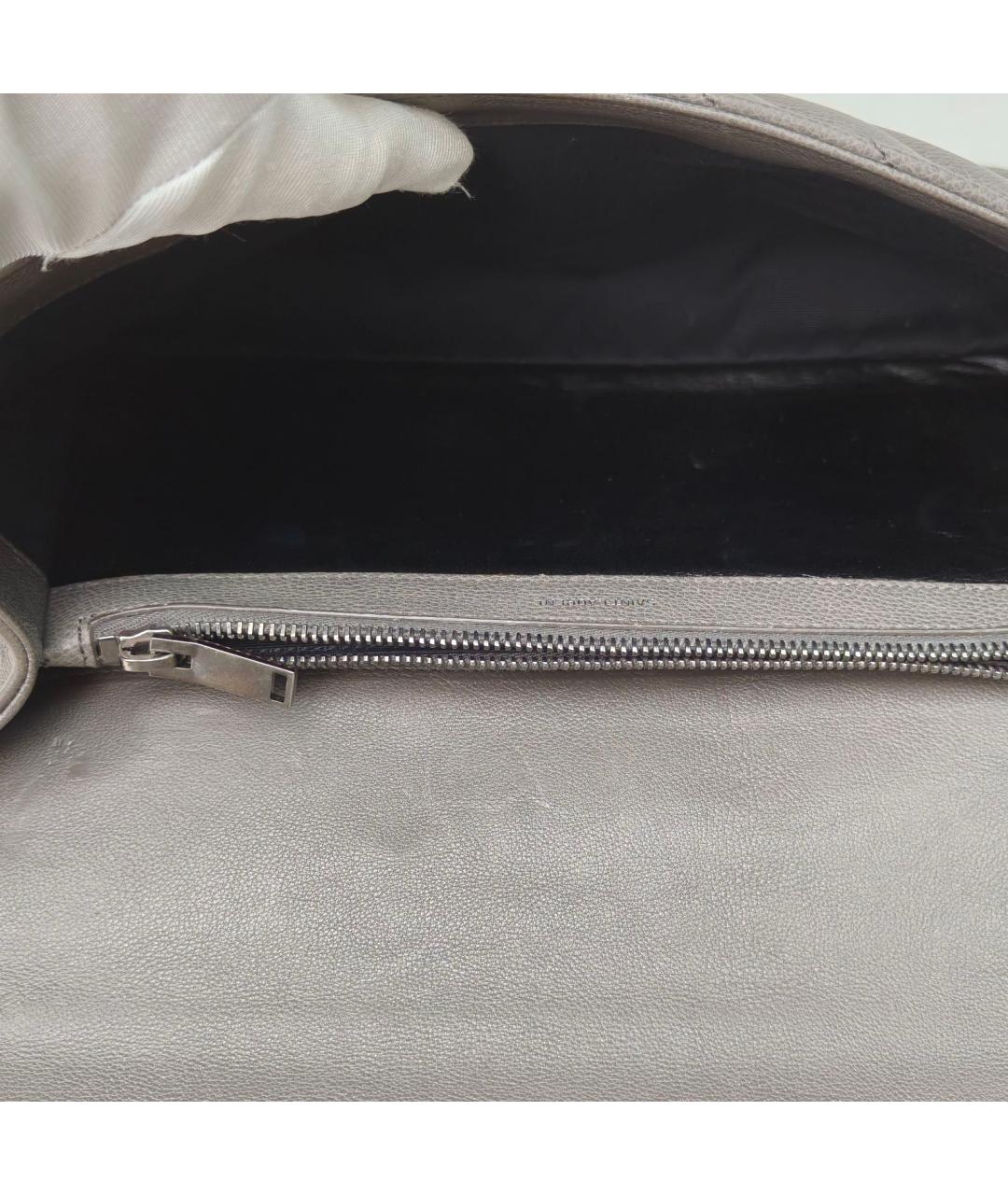 SAINT LAURENT Серая кожаная сумка через плечо, фото 7