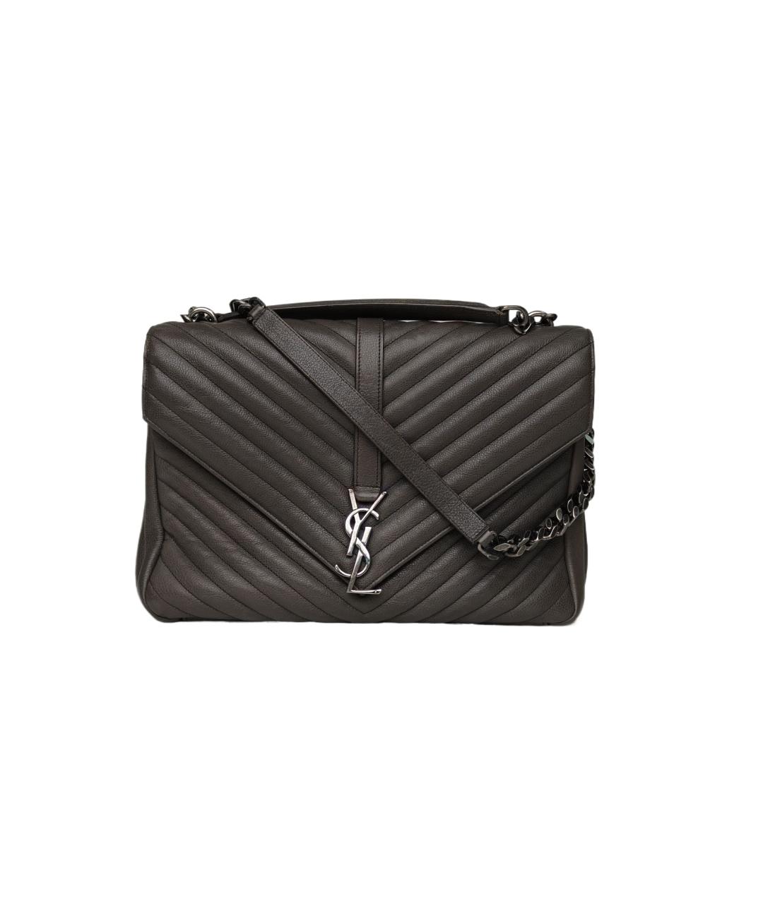 SAINT LAURENT Серая кожаная сумка через плечо, фото 1