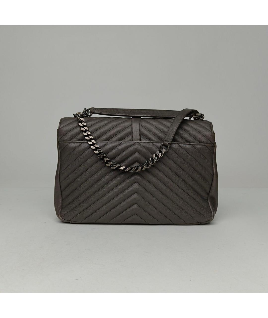 SAINT LAURENT Серая кожаная сумка через плечо, фото 4