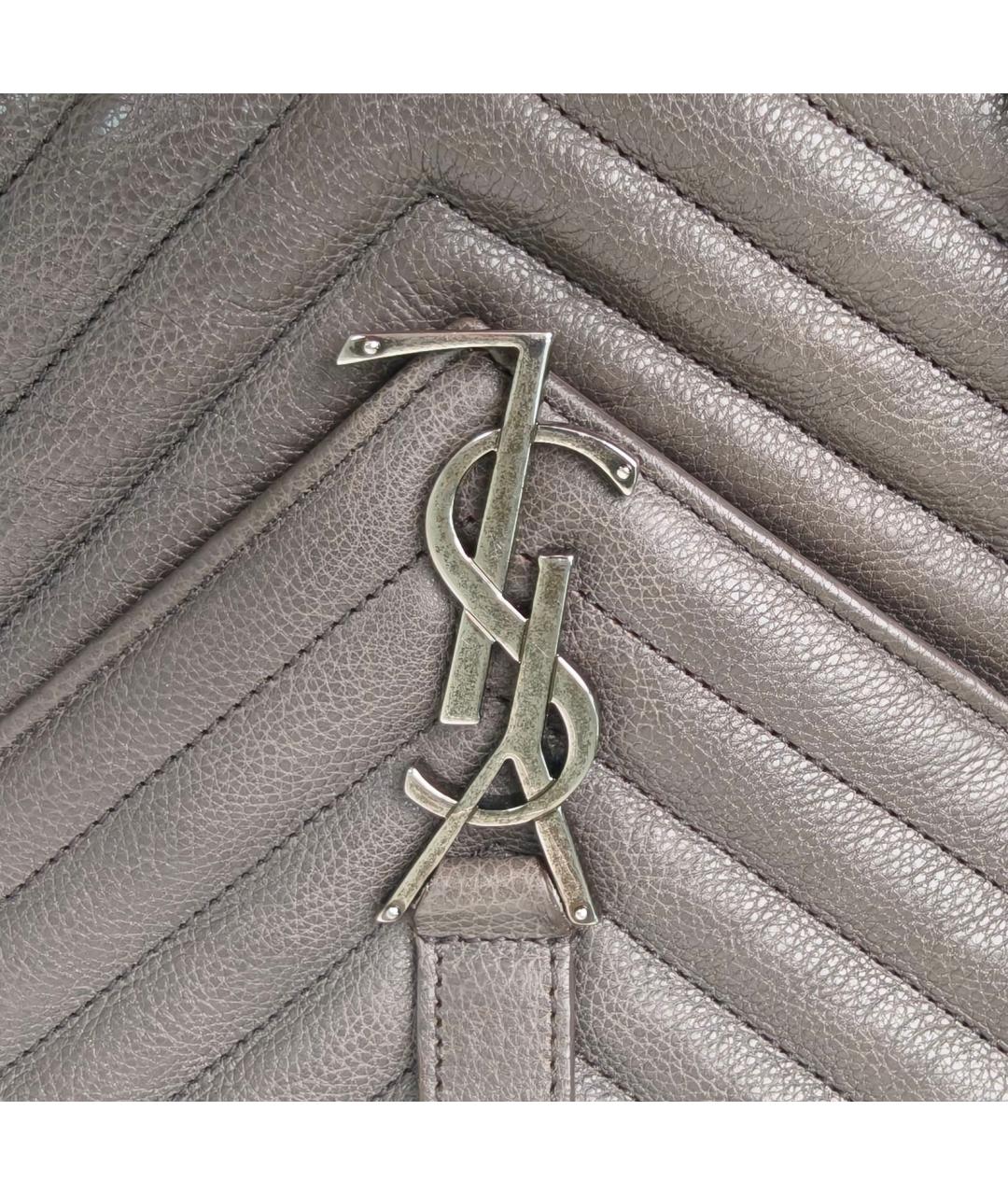 SAINT LAURENT Серая кожаная сумка через плечо, фото 8