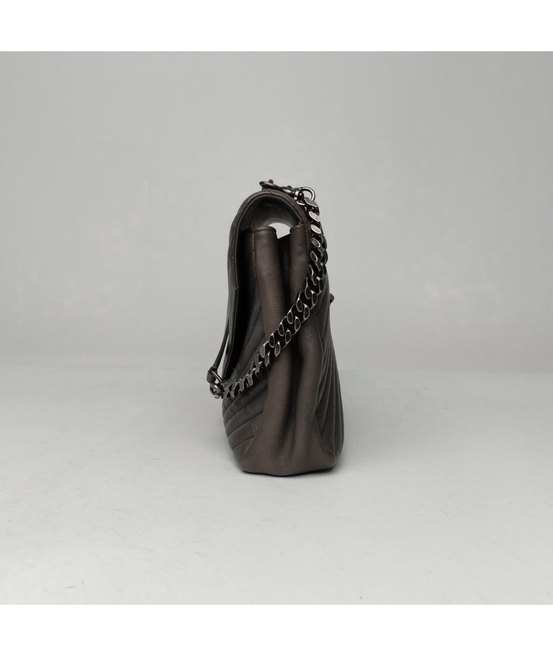 SAINT LAURENT Серая кожаная сумка через плечо, фото 3