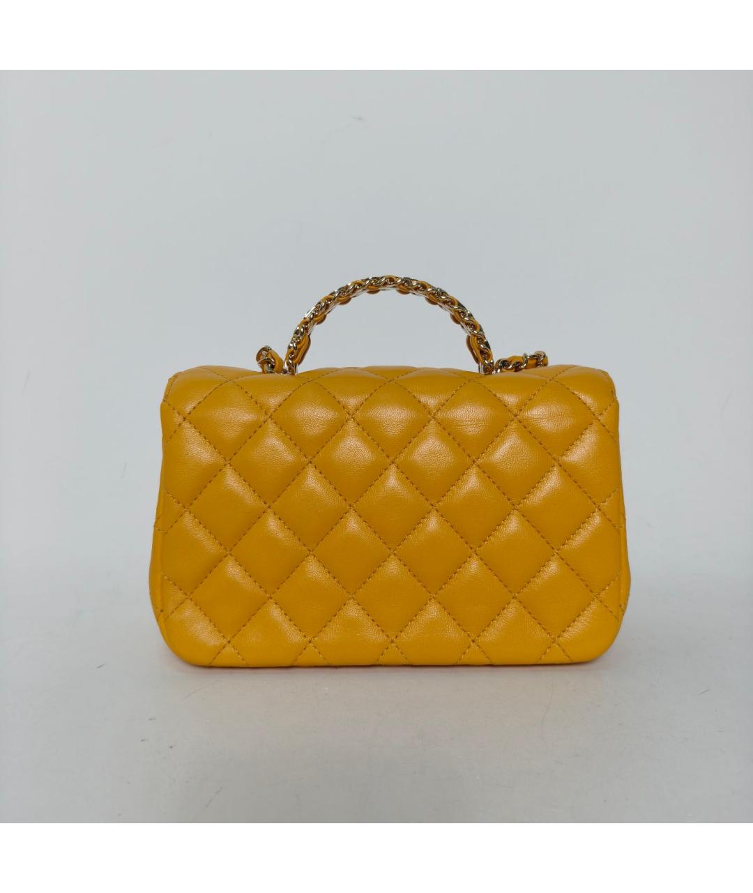 CHANEL Желтая кожаная сумка через плечо, фото 4